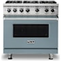 Viking 5 Series 36 Inch Wide 5.1 Cu. Ft. Free Standing Liquid Propane Range with GourmetGlo Infrared Broiler and ProFlow Convection Air Baffle November Sky
