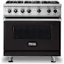 Viking 5 Series 36 Inch Wide 5.1 Cu. Ft. Free Standing Liquid Propane Range with GourmetGlo Infrared Broiler and ProFlow Convection Air Baffle Onyx