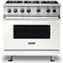 Viking 5 Series 36 Inch Wide 5.1 Cu. Ft. Free Standing Liquid Propane Range with GourmetGlo Infrared Broiler and ProFlow Convection Air Baffle Pure White