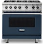 Viking 5 Series 36 Inch Wide 5.1 Cu. Ft. Free Standing Liquid Propane Range with GourmetGlo Infrared Broiler and ProFlow Convection Air Baffle Slate Blue