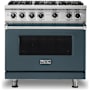 Viking 5 Series 36 Inch Wide 5.1 Cu. Ft. Free Standing Liquid Propane Range with GourmetGlo Infrared Broiler and ProFlow Convection Air Baffle Squall