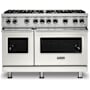Viking 48 Inch Wide 5.07 Cu. Ft. Free Standing Natural Gas Range with SureSpark Ignition System and VariSimmer Functionality Pure White