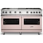 Viking 60 Inch Wide 5.07 Cu. Ft. Free Standing Natural Gas Range with TruGlide Full Extension Rack and ProFlow Convection Air Baffle Blush