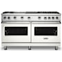 Viking 60 Inch Wide 5.07 Cu. Ft. Free Standing Natural Gas Range with TruGlide Full Extension Rack and ProFlow Convection Air Baffle Pure White