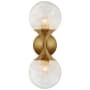 Visual Comfort Cristol 16" Double Sconce with White Strie Glass by AERIN Hand-Rubbed Antique Brass