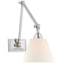 Visual Comfort Jane 13" Double Arm Library Plug-In Wall Light with Linen Shade by Alexa Hampton Polished Nickel