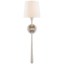 Visual Comfort Dover 27" Large Tail Sconce with Linen Shade by AERIN Burnished Silver Leaf