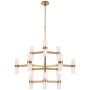 Visual Comfort Margita 45" Chandelier with Clear or White Glass by AERIN Hand Rubbed Antique Brass / White Glass