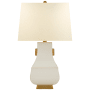Visual Comfort Kang Jug 29" Lamp with Natural Percale Shade by E.F. Chapman Ivory / Burnt Gold