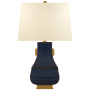 Visual Comfort Kang Jug 29" Lamp with Natural Percale Shade by E.F. Chapman Mixed Blue Brown / Burnt Gold