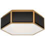 Visual Comfort Bradford 13" Hexagonal Flush Mount by kate spade NEW YORK Black / Soft Brass