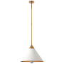 Visual Comfort Cleo 20" Pendant in with Frosted Acrylic by Kelly Wearstler Antique Burnished Brass / White