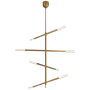 Visual Comfort Rousseau 48" Large Articulating Chandelier by Kelly Wearstler Antique Burnished Brass / Seeded Glass