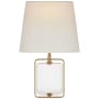 Visual Comfort Henri 16" Framed Jewel Sconce in Crystal with Linen Shade by Suzanne Kasler Crystal / Hand Rubbed Antique Brass