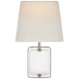 Visual Comfort Henri 16" Framed Jewel Sconce in Crystal with Linen Shade by Suzanne Kasler Crystal / Polished Nickel