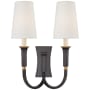 Visual Comfort Delphia 17" Large Double Arm Sconce with Linen Shades by Thomas O'Brien Bronze / Hand Rubbed Antique Brass