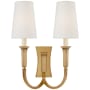 Visual Comfort Delphia 17" Large Double Arm Sconce with Linen Shades by Thomas O'Brien Hand Rubbed Antique Brass