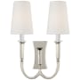 Visual Comfort Delphia 17" Large Double Arm Sconce with Linen Shades by Thomas O'Brien Polished Nickel