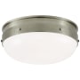 Visual Comfort Hicks 13" Small Flush Mount with White Glass by Thomas O'Brien Antique Nickel