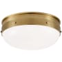 Visual Comfort Hicks 13" Small Flush Mount with White Glass by Thomas O'Brien Hand Rubbed Antique Brass