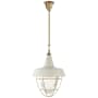 Visual Comfort Henry 18" Industrial Hanging Light with Prismatic Glass by Thomas O'Brien Hand Rubbed Antique Brass / White