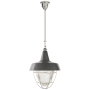 Visual Comfort Henry 18" Industrial Hanging Light with Prismatic Glass by Thomas O'Brien Polished Nickel / Dark Green