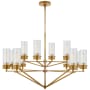 Visual Comfort Marais 45" Large Chandelier with White Glass by Thomas O'Brien Hand Rubbed Antique Brass / Clear Glass