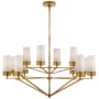 Visual Comfort Marais 45" Large Chandelier with White Glass by Thomas O'Brien Hand Rubbed Antique Brass / White Glass