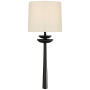 Visual Comfort Beaumont 19" Medium Tail Sconce with Linen Shade by AERIN Aged Iron