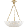 Visual Comfort Rosehill 21" Large Chandelier with White Strie Glass by AERIN Hand Rubbed Antique Brass