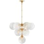 Visual Comfort Cristol 26" Tiered Chandelier with White Strie Glass by AERIN Hand Rubbed Antique Brass