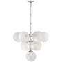 Visual Comfort Cristol 26" Tiered Chandelier with White Strie Glass by AERIN Polished Nickel