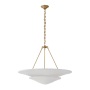 Visual Comfort Mollino 32" Large Tiered Chandelier with Plaster White Shade by AERIN Hand Rubbed Antique Brass