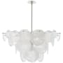 Visual Comfort Loire 37" Large Chandelier with White Strie Glass by AERIN Polished Nickel