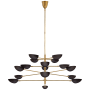 Visual Comfort Graphic 63" Four Tier Chandelier by AERIN Hand Rubbed Antique Brass / Black