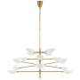 Visual Comfort Graphic 63" Four Tier Chandelier by AERIN Hand Rubbed Antique Brass / White