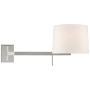 Visual Comfort Sweep 13" Medium Left Articulating Plug-In Wall Sconce with Linen Shade by Barbara Barry Polished Nickel