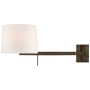 Visual Comfort Sweep 13" Medium Right Articulating Plug-In Wall Sconce with Linen Shade by Barbara Barry Bronze