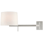 Visual Comfort Sweep 13" Medium Right Articulating Plug-In Wall Sconce with Linen Shade by Barbara Barry Polished Nickel