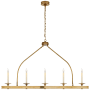 Visual Comfort Launceton 52" Large Linear Chandelier by E.F. Chapman Antique Burnished Brass