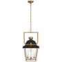 Visual Comfort Coventry 28" Small Lantern with Clear Glass by Chapman & Myers Matte Black / Antique Burnished Brass