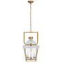 Visual Comfort Coventry 28" Small Lantern with Clear Glass by Chapman & Myers Matte White / Antique Burnished Brass