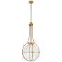 Visual Comfort Gracie 19" Large Captured Globe LED Pendant with Clear Glass by Chapman & Myers Antique Burnished Brass / Clear Glass