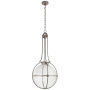 Visual Comfort Gracie 19" Large Captured Globe LED Pendant with Clear Glass by Chapman & Myers Antique Nickel / Clear Glass
