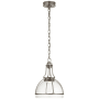 Visual Comfort Gracie 13" Medium Dome LED Pendant by Chapman & Myers Antique Nickel / Clear Glass