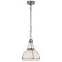 Visual Comfort Gracie 13" Medium Dome LED Pendant by Chapman & Myers Antique Nickel / White Glass