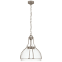 Visual Comfort Gracie 19" Large Dome LED Pendant by Chapman & Myers Antique Nickel / Clear Glass
