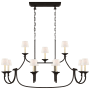 Visual Comfort Flemish 50" Large Linear Chandelier by E.F. Chapman Aged Iron / Linen Shades