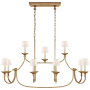 Visual Comfort Flemish 50" Large Linear Chandelier by E.F. Chapman Gilded Iron / Linen Shades