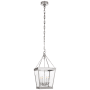 Visual Comfort Launceton 26" Small Square Lantern with Clear Glass by E.F. Chapman Polished Nickel